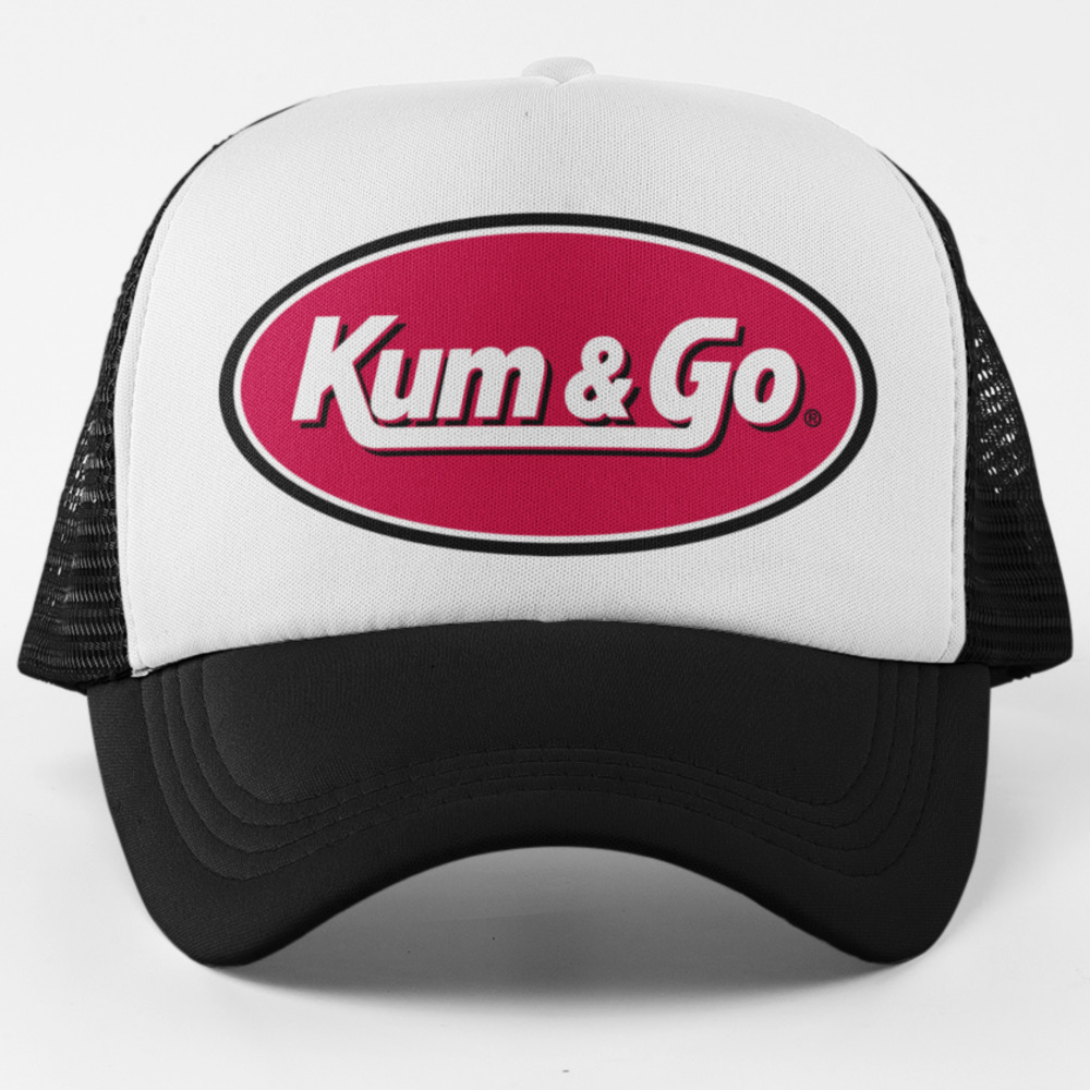 NEW Kum and Go Oval Logo Foam Trucker Mesh Snapback Hat 2TONE BLACK